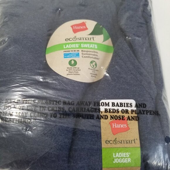 NWT Hanes EcoSmart Women's Fleece Joggers, 29" Size S‎ Color Navy Heather - Picture 8 of 10